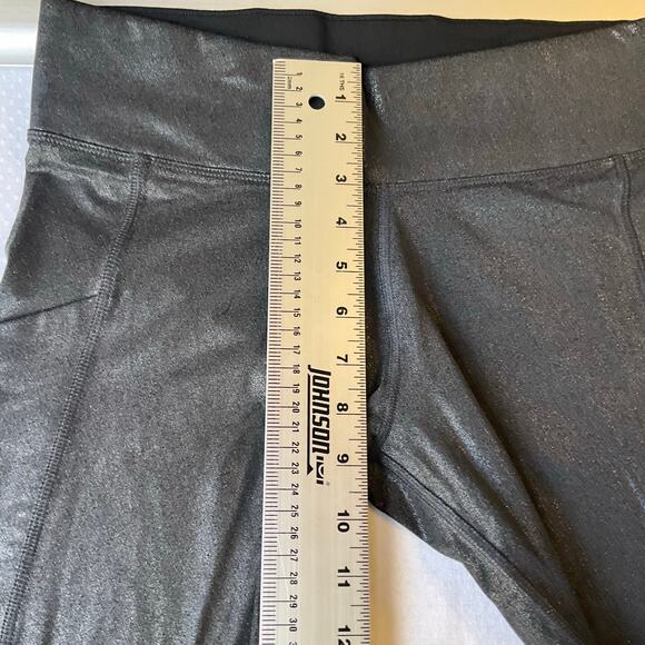 PINK Victoria’s Secret Women Leggings size M Gray Full Length Glossy Glitter - Picture 6 of 10